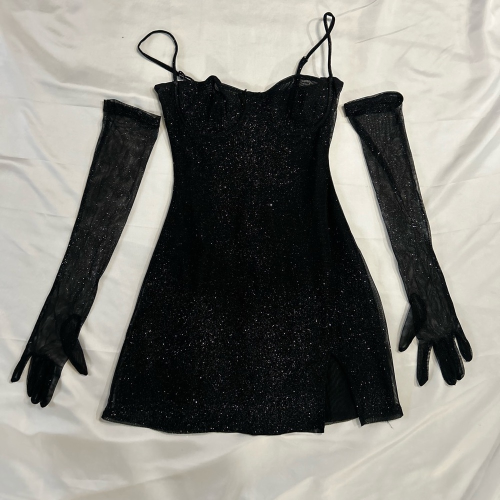 White Fox Boutique BABYBOO Black Glitter Dress - S